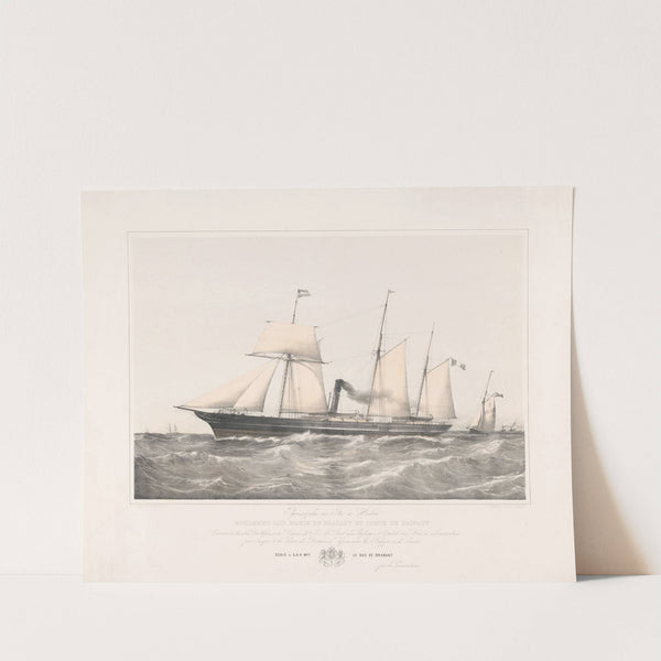 Schroefstoomschip Mohammed Said, Marie de Brabant et Comte de Hainaut varend op zee Pijroscaphes en Fer à Helice (1870-1874) by Johan Conrad Greive