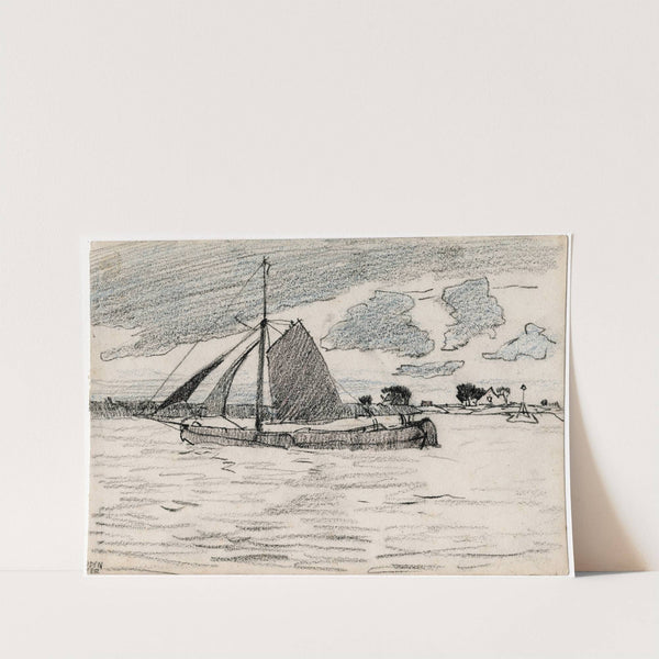 Schuit op een meer by Adolf le Comte