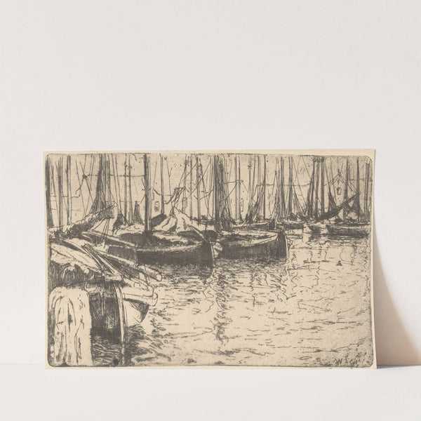 Schuiten in de haven van Volendam (1888-1934) by Willem Adrianus Grondhout