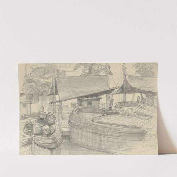 Schuiten in een sluis by August Allebé