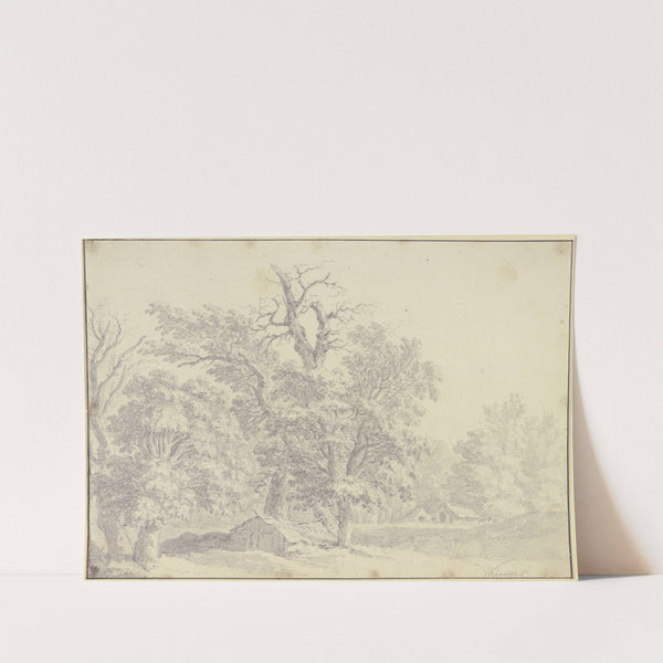 Schuppen unter hohen Bäumen by Franz Edmund Weirotter