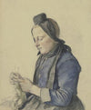 Schwälmer Mädchen, strickend