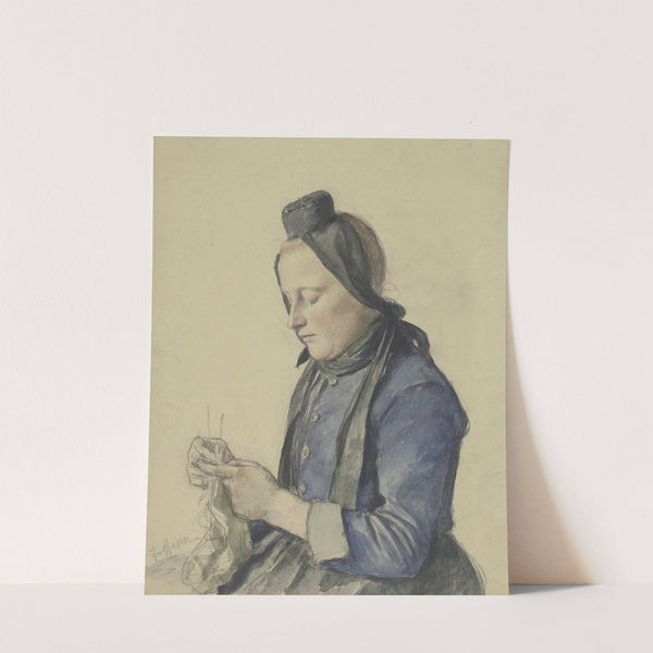 Schwälmer Mädchen, strickend by Jacob Happ