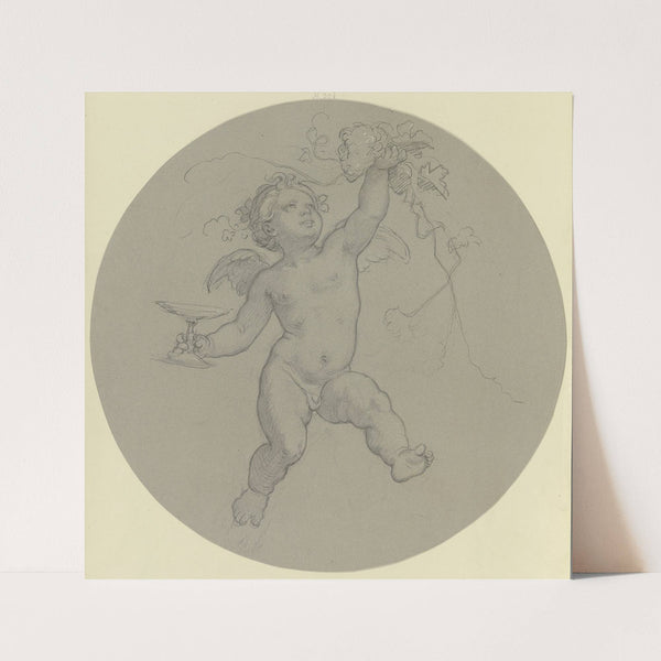 Schwebender Putto mit Traube und Trinkschale (ca 1847) by Moritz von Schwind