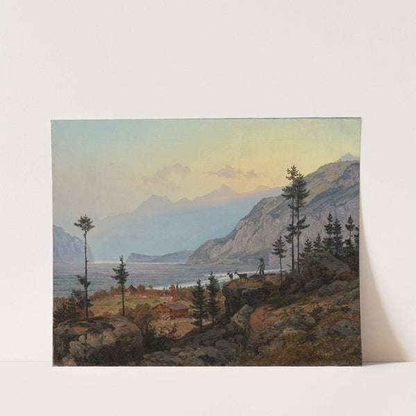 Schweizer Alpenlandschaft mit Fluss und See by Johann Wilhelm Schirmer