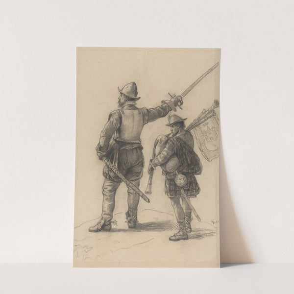 Scottish Warrior and Bagpiper (1875) by Adolph Tidemand