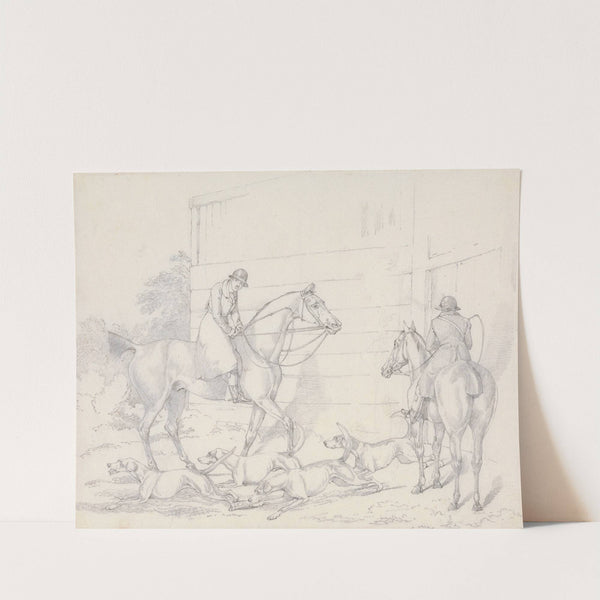 ‘Scraps’, no. 22: Hunting, Unkennelling with Two Riders Watching by Henry Thomas Alken