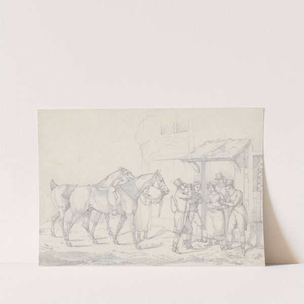 ‘Scraps’, No. 27: Two Dismounted Riders Drinking at an Alehouse Door (1823) by Henry Thomas Alken