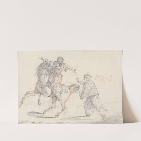 ‘Scraps’, no. 32: Two Mamelukes Talking, One Mounted (1823) by Henry Thomas Alken