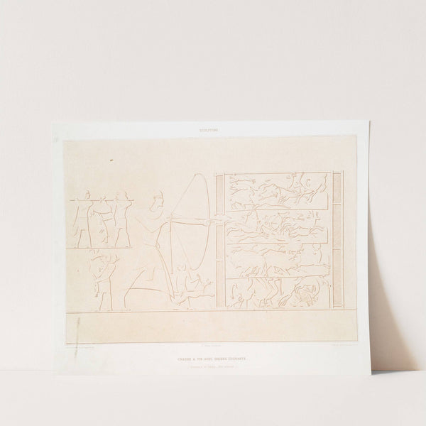 Sculpture; chasse à tir avec chiens courants (nécropole de Thèbes - XVIIIe. dynastie) by Émile Prisse d'Avennes
