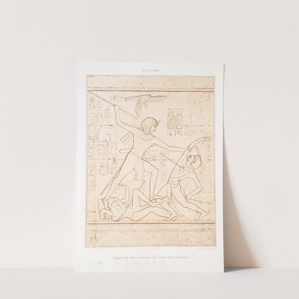 Sculpture; combat de Séti 1er. contre les chefs des Téhennou (Thèbes - Karnac - XIXe. dynastie) by Émile Prisse d'Avennes