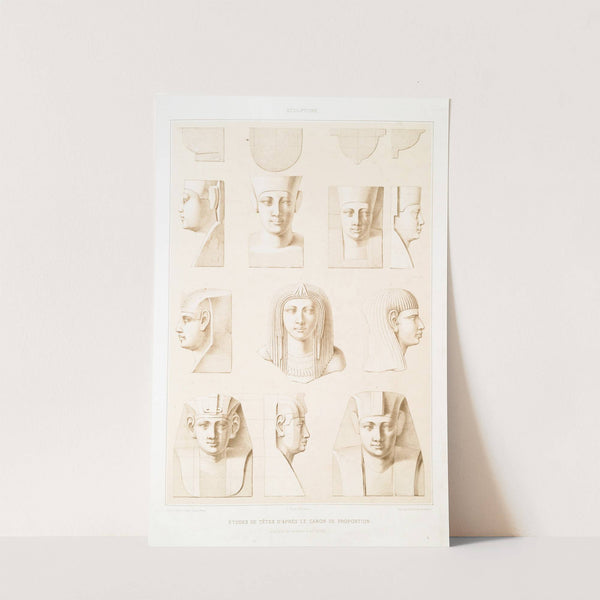 Sculpture; études de têtes d'après le canon de proportion (ateliers de Memphis et de Thèbes) by Émile Prisse d'Avennes