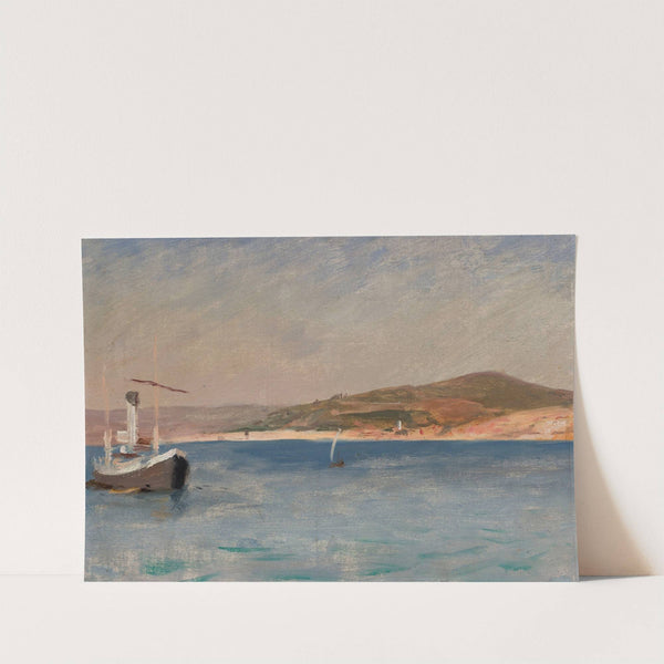 Sea with a ship at the coast. From the journey to Constantinople (1893) by Jan Ciągliński