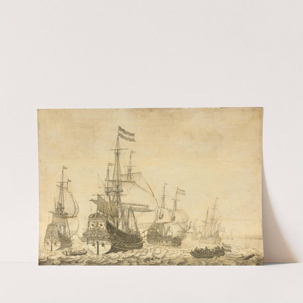 Seascape with the Dutch Men-of-War including the ‘Drenthe’ and the ‘Prince Frederick-Henry’ (1630 - 1670) by Willem van de Velde the Elder