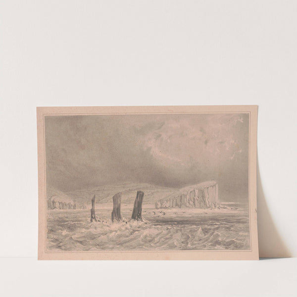 Seascape with three pinnacles (1845-1875) by James Fuller Queen