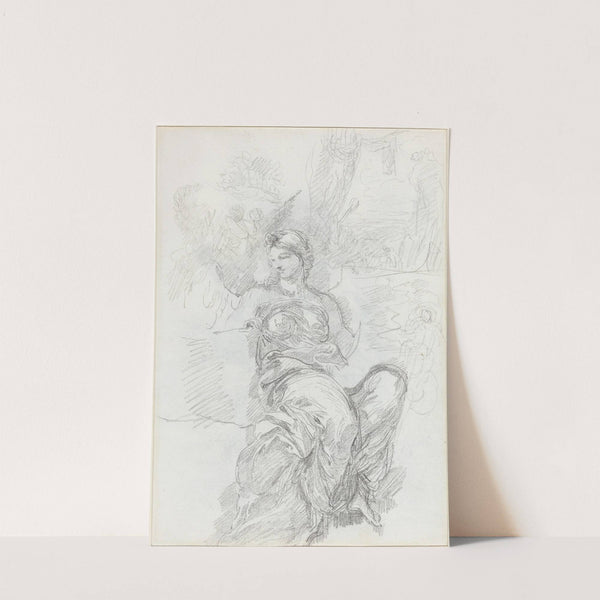 Seated Angel in a Landscape (recto) by Anicet Charles Gabriel Lemonnier