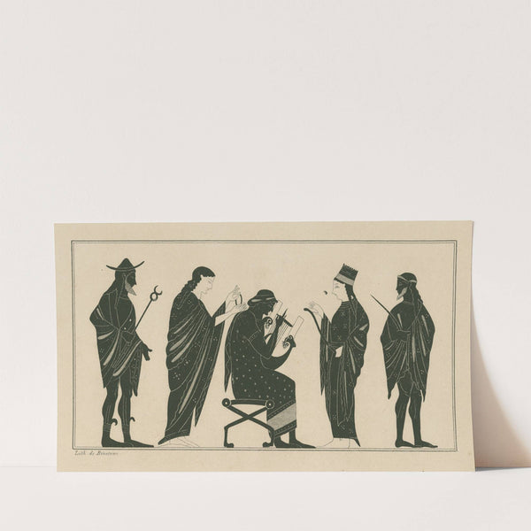 Seated Apollo playing the lyre, with Hermes and Artemis (1844-1861) by A. Rey