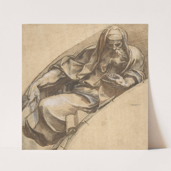 Seated, Bearded Man Holding a Banderole (1524–1606) by Paolo Farinati