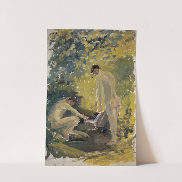 Seated Boy with Strawhat at the Beach (Study) by Ernst Schiess