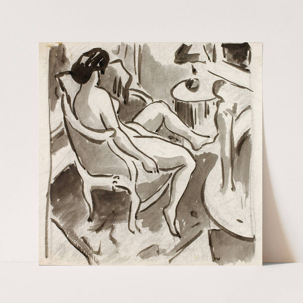 Seated Female Nude, Side View by Carl Newman