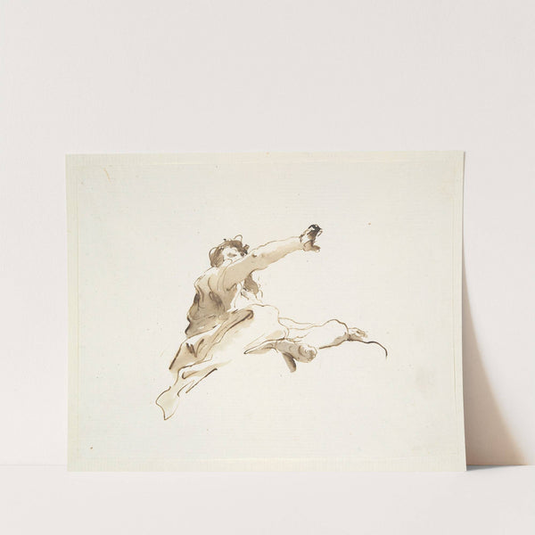 Seated figure with head turned to the left and right arm raised, seen from below (ca. 1740–50) by Giovanni Battista Tiepolo