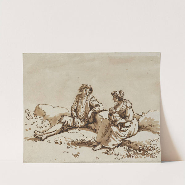 Seated Figures for Figure originali dedicare a sua Eccellenza Il Sigre Maggior Generale Hervey (About 1780) by Carlo Labruzzi