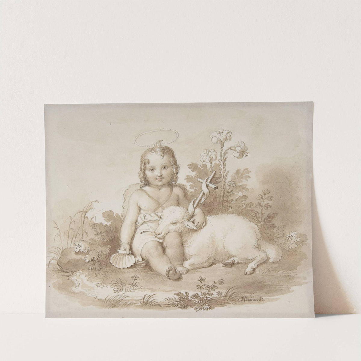 Seated John the Baptist with a Lamb in a Landscape by Tommaso Minardi