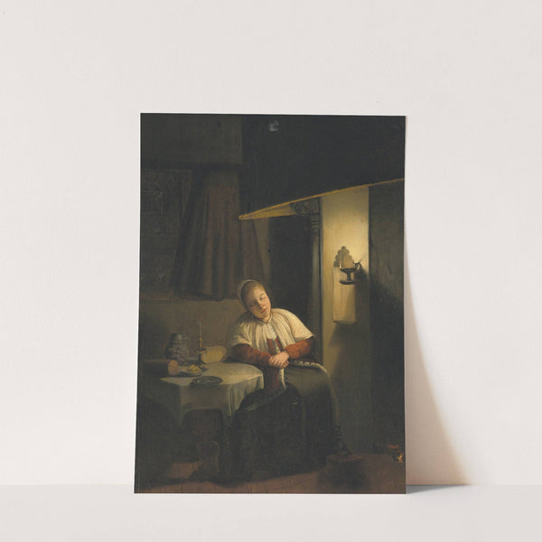 Seated Lady In An Interior By Candlelight by Dutch School