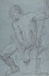 Seated Male Nude Holding a Staff