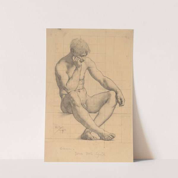 Seated Male Nude – Study for ‘Science’ – Iowa State Capitol (1905) by Kenyon Cox