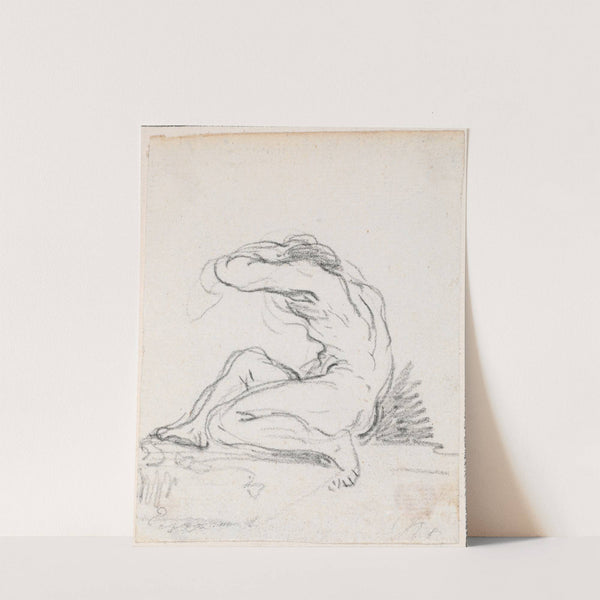 Seated Male Nude with Arm over Head, Seen from the Side (probably c. 1754-1765) by Hubert Robert