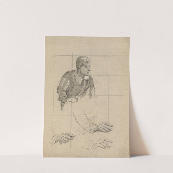 Seated Man and Study of Hands, sketch for Signing of the Compact in the Cabin of the Mayflower. by Edwin White