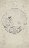 Seated man in circular medallion (design for a book illustration)