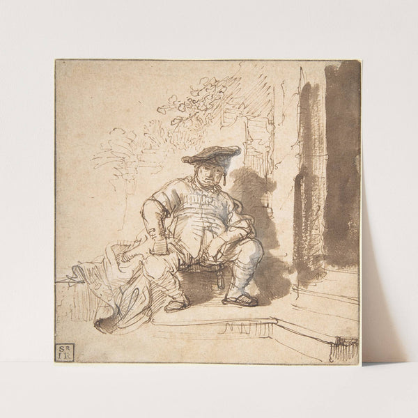 Seated Man Wearing a Flat Cap by Rembrandt van Rijn