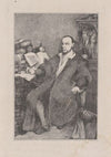 Seated Man with Quill in his Right Hand at Desk Littered with Books (1834)