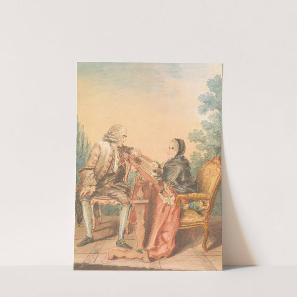 Seated Man with Woman at an Embroidery Frame (La Leçon de Tapisserie) by Louis Carrogis Carmontelle