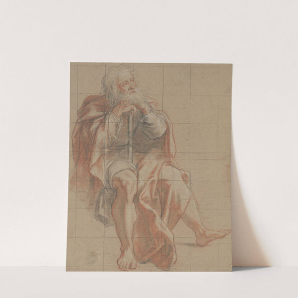 Seated Old Man Holding a Staff by Antoine Coypel