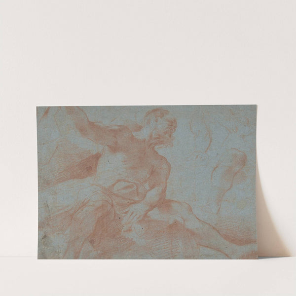 Seated Old Man with Right Arm Upraised (Tithonus) by Guercino