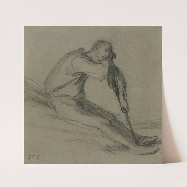 Seated Peasant Resting on a Hoe by Jean-François Millet
