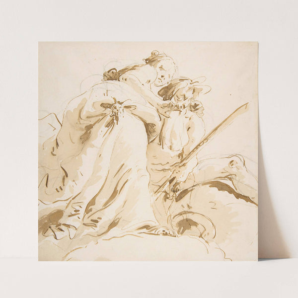 Seated River God and Standing Female Attendant by workshop of Giovanni Battista Tiepolo