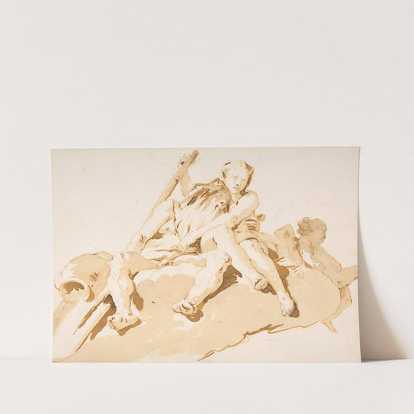 Seated River God, Nymph with an Oar, and Putto (1696–1770) by Giovanni Battista Tiepolo