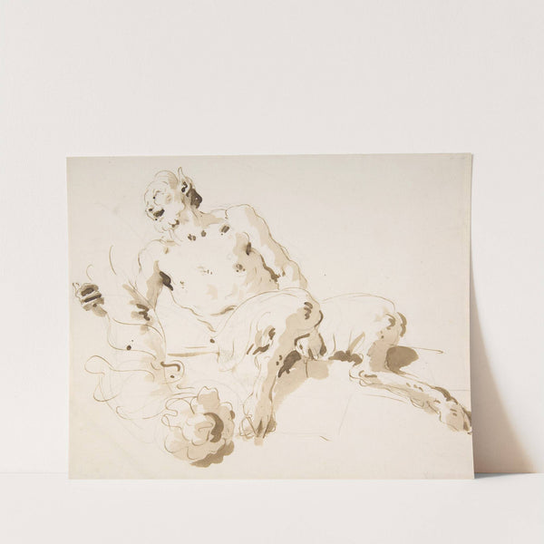 Seated Satyr Holding a Garland (1696–1770) by Giovanni Battista Tiepolo