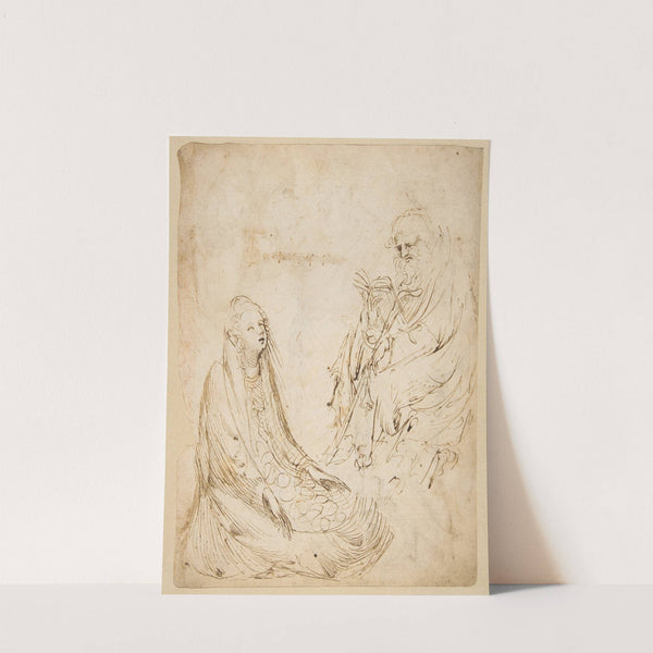 Seated Woman and a Male Hermit in Half-length (1435–38) by Stefano da Verona