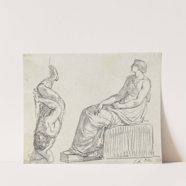 Seated Woman and Man Sprawling on the Ground by Jacques Louis David