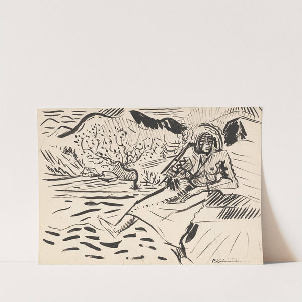 Seated Woman in a Landscape by Arnold Peter Weisz-Kubínčan