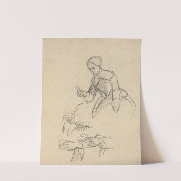 Seated Woman, sketch for Signing of the Compact in the Cabin of the Mayflower by Edwin White