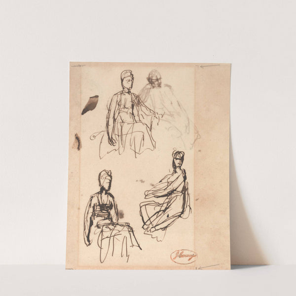 Seated Woman: Three Studies by George Romney
