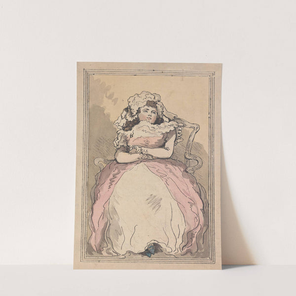 Seated woman wearing pink dress by Thomas Rowlandson