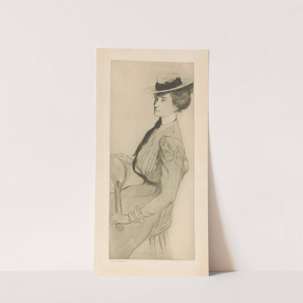 Seated woman with a tennis racket (1899) by Edgar Chahine