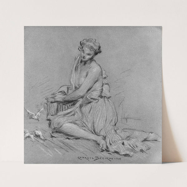 Seated Woman with Birds by James Carroll Beckwith